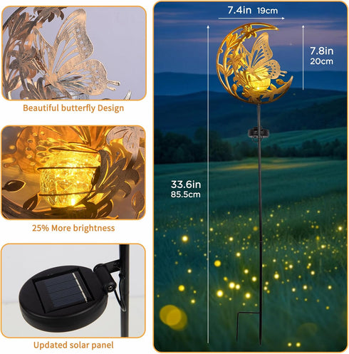 JOBOSI Solar Butterfly Floor Lamp, Waterproof Outdoor Solar Light for Garden, Yard, Patio Decor, Auto On/Off