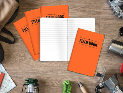 Elan Publishing Company Pocket Journal, Field Notebook, 3.5"x5.5", Orange, Lined Memo Book, Pack of 5