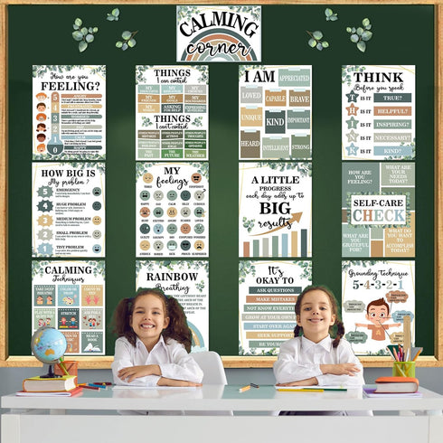 Eucalyptus Calming Corner Classroom Posters - Emotion Educational Mental Health Poster, Back to School Wall Art