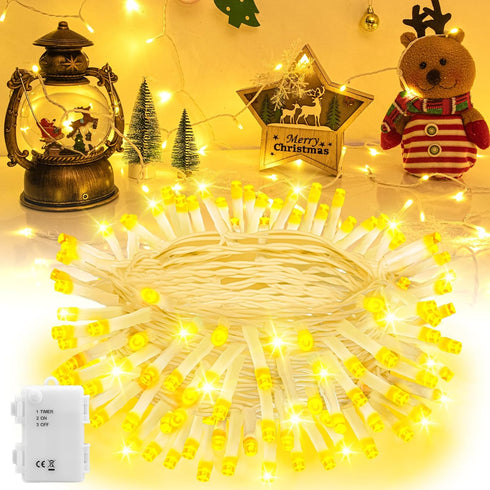 cshare Christmas String Lights Battery Operated, LED Christmas Lights Outdoor with Tiimer White
