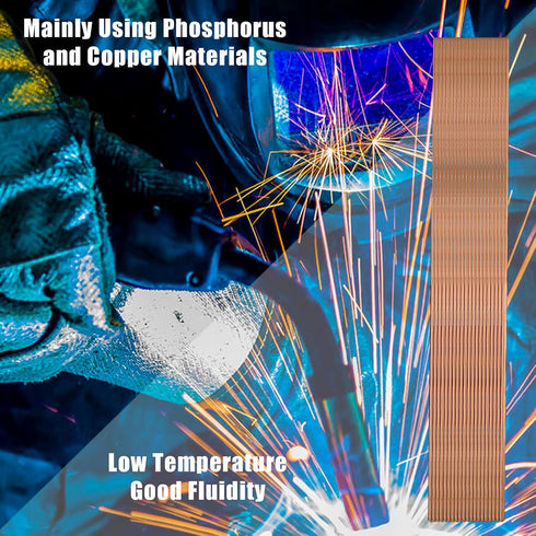 Copper Welding Rod: 20Pcs Selffluxing Phosphor Copper Round Brazing Rods for Low Temperature Welding (250 x 2.5mm)