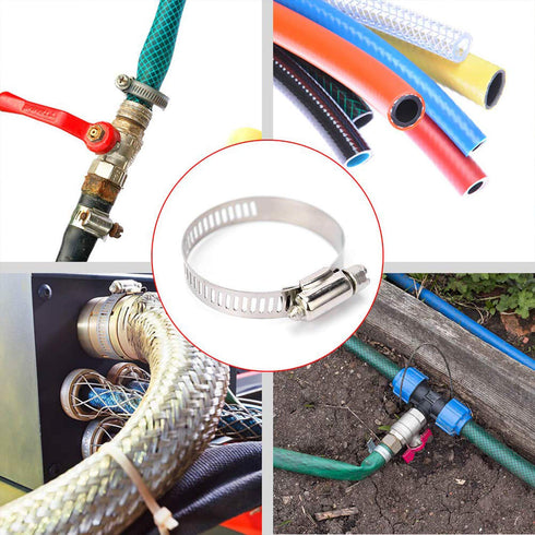 Hose Clamp, 10 Pieces Stainless Steel Adjustable, 6-12 mm Range Worm Gear, Fuel Line Clamp
