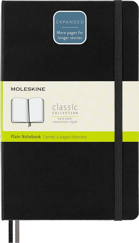 Moleskine Classic Expanded Notebook, Hard Cover, Large (5" x 8.25"), Plain/Blank, Black, 400 Pages