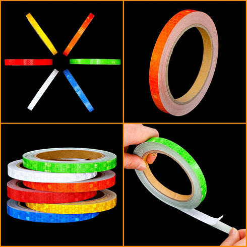 Zonon Adhesive Tapes, 6 Rolls Reflective Tapes - 6 Colors Night Safety Sticker, Silver, Blue, Red, Yellow, Orange,