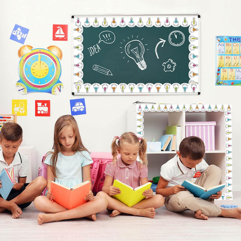 GreenPine Light Bulb Bulletin Board Borders, Scalloped Teaching Lightbulb Trim for Classroom Decorations, 36ft