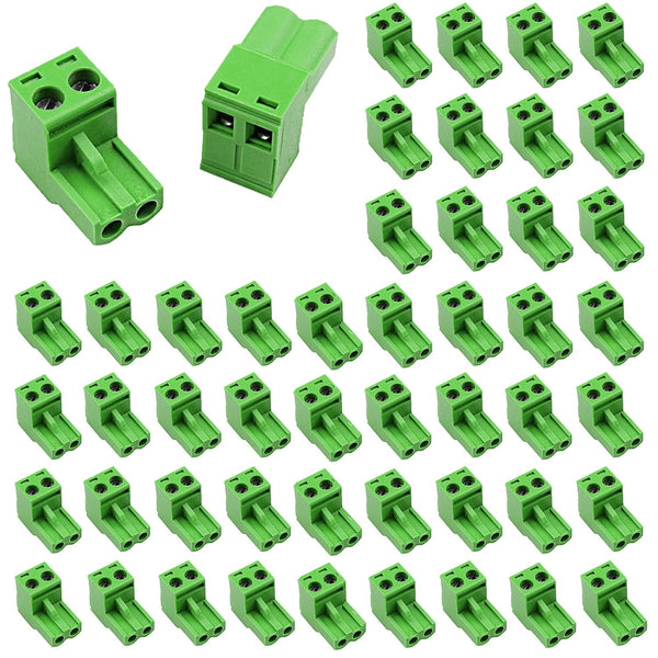 50PCS 2 Pin 5.08mm Pitch PCB Mount Screw Terminal Block Connector, Pluggable Quick Male Plug Connector