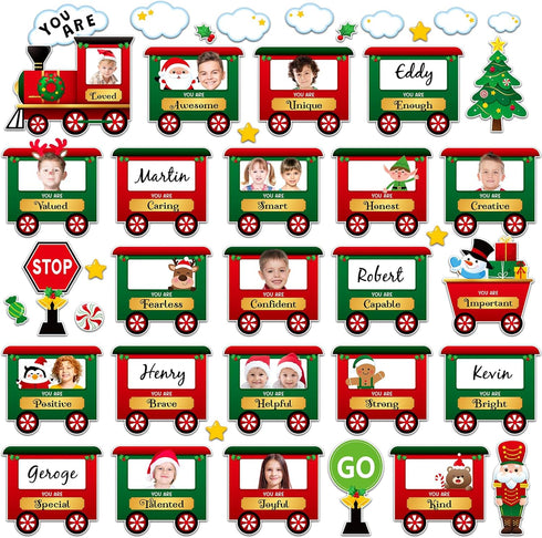 Weekgrat 42 Pcs Christmas Train Affirmation Station Bulletin Board Decoration Train Motivational Growth