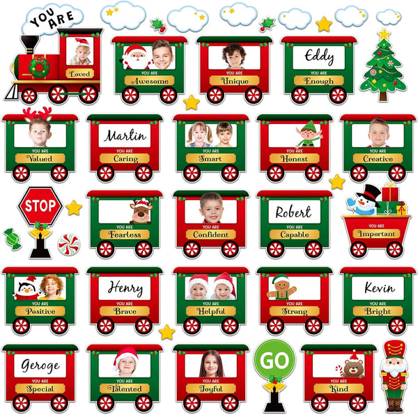 Weekgrat 42 Pcs Christmas Train Affirmation Station Bulletin Board Decoration Train Motivational Growth