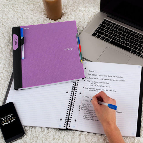 Five Star Spiral Notebook, 5 Subject, College Ruled, 200 Sheets, 8-1/2" x 11", Purple, Advance Notebook with Spiral