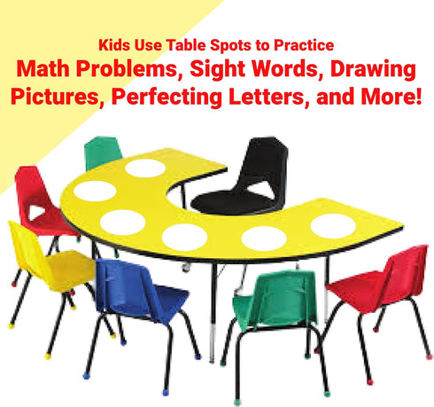 Table Spots Dry Erase Dots - 10 Pack Large 12" Circles for Classroom Tables, Premium Vinyl, No Staining, White