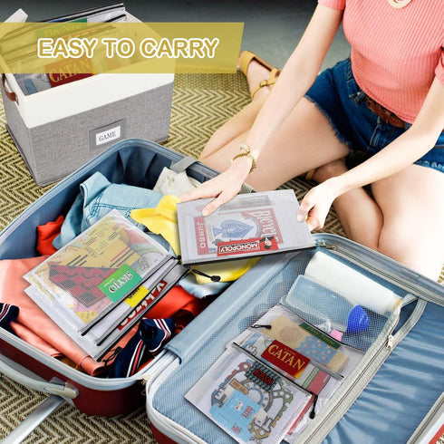 Board Game Storage Organizer with 12pcs Zipper Bags and Writable Stickers, Storage with Lid for Office Supplies,