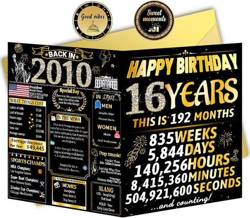 VivaGem 16th Sweet Birthday Cards for Girls Boys, Happy Birthday Gifts for Daughter