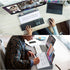 Varhomax Glass Desk Whiteboard with Storage, Memo Desktop Dry Erase Board for Home Office and School Supplies