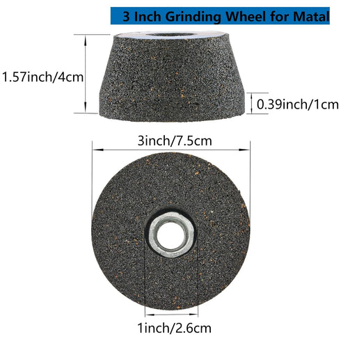 3 Inch Grinding Stone Wheel for Metal,50 Grit Aluminum Oxide Flaring Grinding Cup Wheel for Rust Removing Deburring Polishing with 5/8"-11 Threaded Arbor(50 Grit)