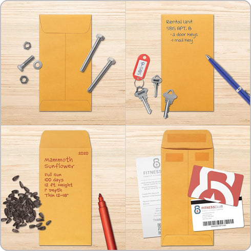 Quality Park #7 Coin and Small Parts Envelopes, Self Seal, 24 lb Brown Kraft, 3-1/2 x 6-1/2 Inches, 500/Box