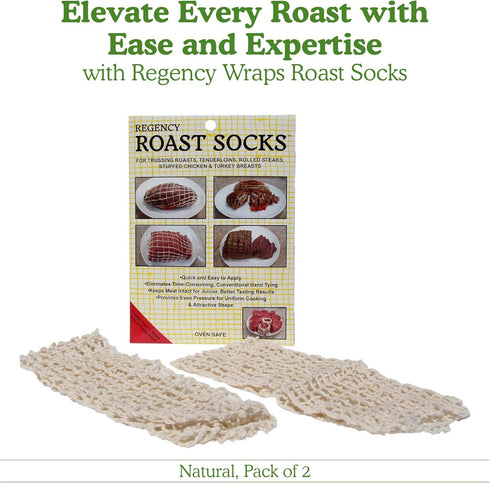 Regency Wraps Roast Sock - Elasticized Twine Tube for Forming Meat, Pack of 2, Perfect for Holidays