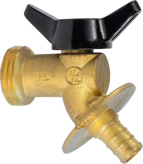 Midline Valve 69344Q Quarter Turn Sillcock Hose Bibb, 1/2 in. Pex Inlet x 3/4 in. MHT Outlet, Cast Brass