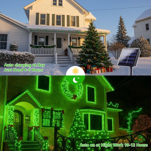 144FT 2 Pack 400LED 8 Extra-Long Solar String Lights for Outside, Solar St. Patrick's Day Lights Waterproof, Copper