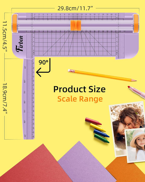 Firbon Purple A5 Paper Cutter, Small Straight Paper Trimmer with Side Ruler for Scrapbooking, Craft, Paper, Coupon,