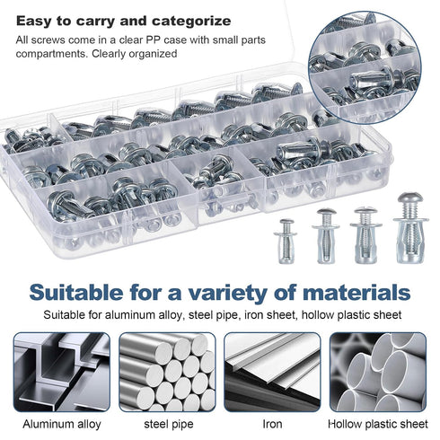 OCR 48PCS Nuts,M4,M5,M6,M8 Billboard, Jack Nuts Petal Expansion Screw Petal Nut,Thins Fixings Dowels with Screws
