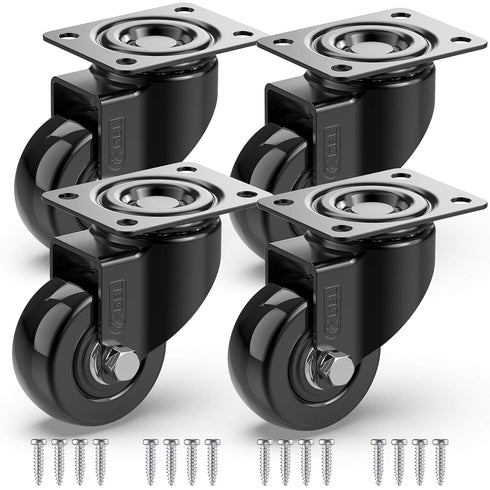 GBL 2" Heavy Duty Caster Wheels, Set of 4, Black, No Floor Marks, Silent Castor for Furniture, 440Lbs