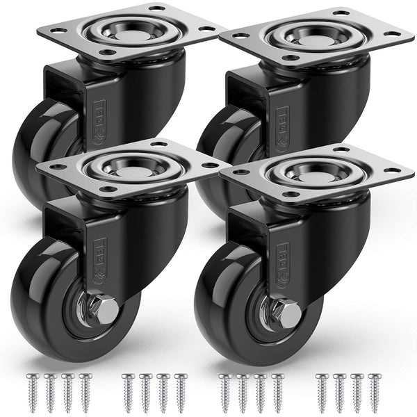 GBL 2" Heavy Duty Caster Wheels, Set of 4, Black, No Floor Marks, Silent Castor for Furniture, 440Lbs
