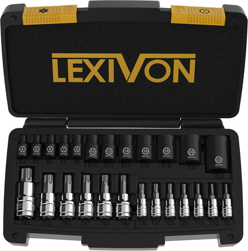 LEXIVON Master Torx Bit and Socket Set, Premium S2 Alloy & Cr-V