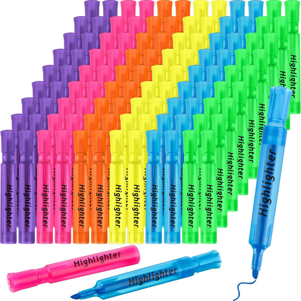Teling 120 Pcs Bulk Highlighters, Chisel Tip Tank Style, Assorted Colors for School, Office & Shop
