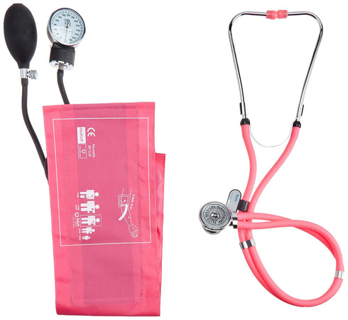 Set #330 EMI Professional Deluxe Aneroid Sphygmomanometer and Sprague Rappaport Stethoscope Kit (Pink)