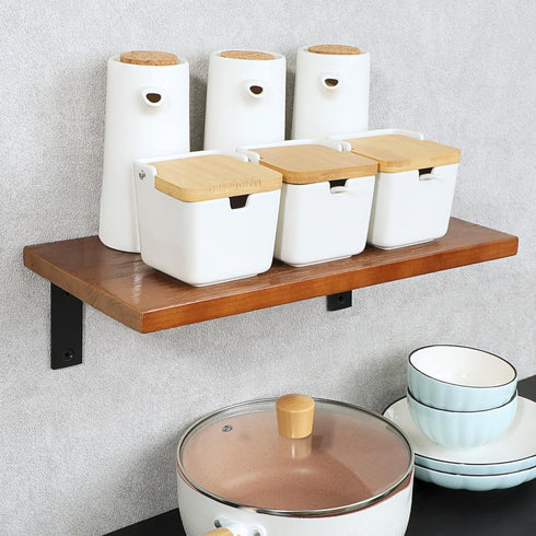 9x5 Inch,Pack 4 Alise Floating Shelf Brackets Heavy Duty L-Shaped Wall Brackets - Black Angle Corner Braces