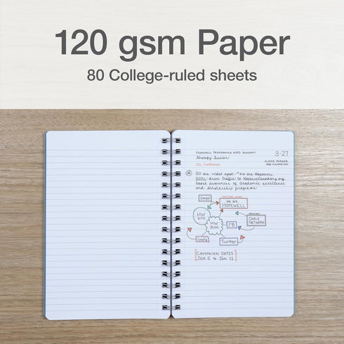 Oxford Poly Spiral Notebooks, 4 Pack, Small 5.7 x 8.5 Book, Thick Poly Cover, White Paper, College Rule, 80 Sheets/160