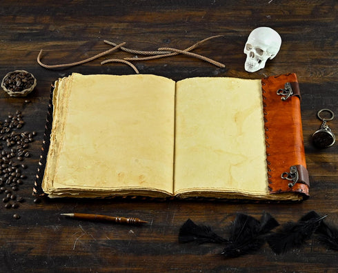 Hocus Pocus Spell Book - XX LARGE Leather Grimoire Journal, Halloween Decorations, Witchcraft Supplies, Tarot Journal