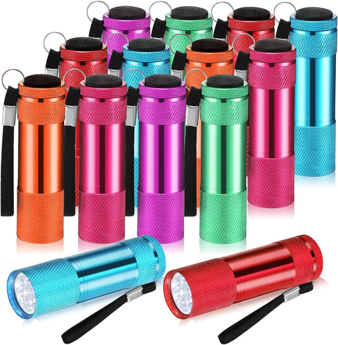 12 Pcs Mini Flashlights Bulk, Bright Aluminum Handheld LED Flashlights with Lanyard for Kids, Night Reading, Emergency