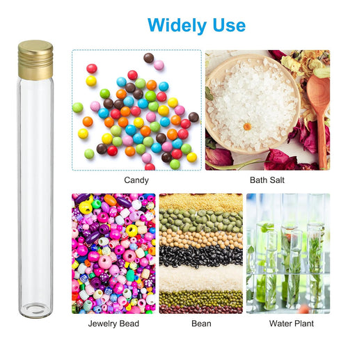 PATIKIL 50pcs 25ml Test Tubes, Glass Clear Round Bottom Containers with Aluminum Cap for Storage