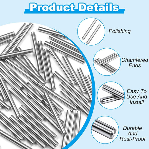 Yinpecly 25 4mm 30mm Pin,304 Pcs x Shelves Dowel Stainless Steel Dowel Pin, Shelf Support Pegs Pin Metal Bookshelf Pegs