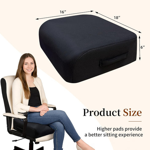 Acxseo 6" 2-Layer Tailbone 18 16 6in Extra Thick Memory Foam Office Chair Cushion Booster Seat for Back & Pain Relief