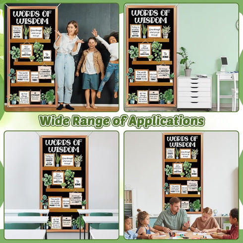 Summer School Classroom Door Decor Plant Motivational Bookshelf Door Cover Words of Wisdom Door Banner Inspirational