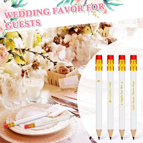 Crtiin 50 Pcs Wedding Pencils for Bridal Shower, Mini Golf Pencils with Eraser, Pre Sharpened