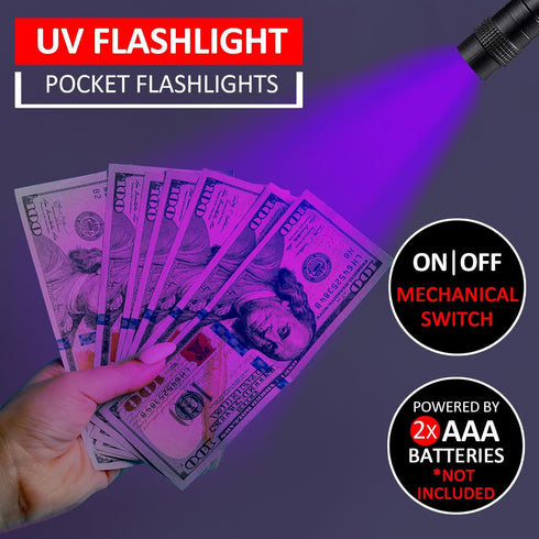 Beieverluck 10 Pack 395nm UV Black Light Flashlight Mini Pen Light with Clip LED Handheld Blacklight Detector for Leak