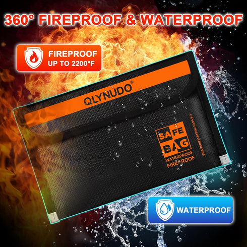 (8x5", 2-Pack Set, 3-Layers Portable Fireproof Money Envelopes for Cash and Document Inside/External Size), Fireproof