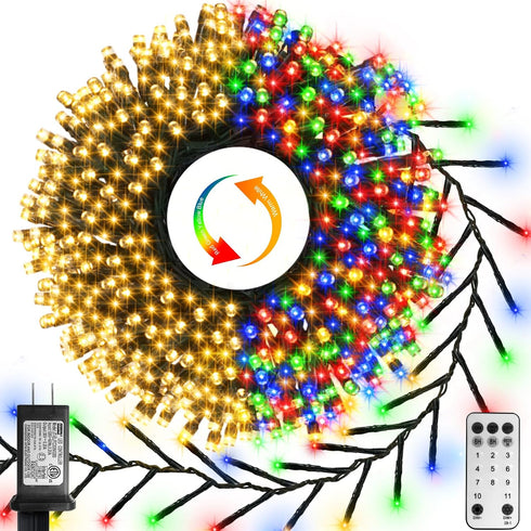 ZAIYW 50Ft 1000 LED Cluster String Lights Dual Color Changing String Lights