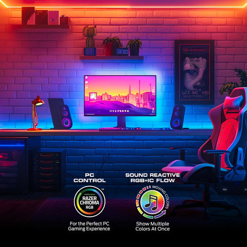 25ft 230 Monster Smart RGB+IC LED Strip Lights Sound Reactive Strip Lights for Bedroom, App & Voice Control, RGB Light