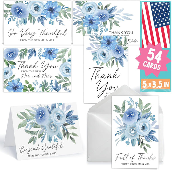 Hadley Designs Wedding Thank You Cards with Envelopes -54 Floral Thank You