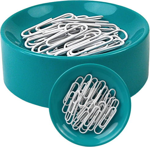 Clipwell Magnetic Paper Clip Holder - Easy Toss & Pick-Up - Ideal Home & Office Organizer, Turquoise