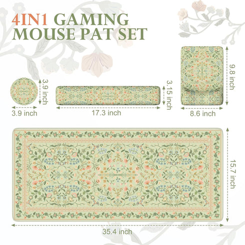 iCasso Set,Ergonomic Mouse Pad with Wrist Rest,Large Desk Mat Keyboard Pad with Wrist Support,Non-Slip Mouse Mat