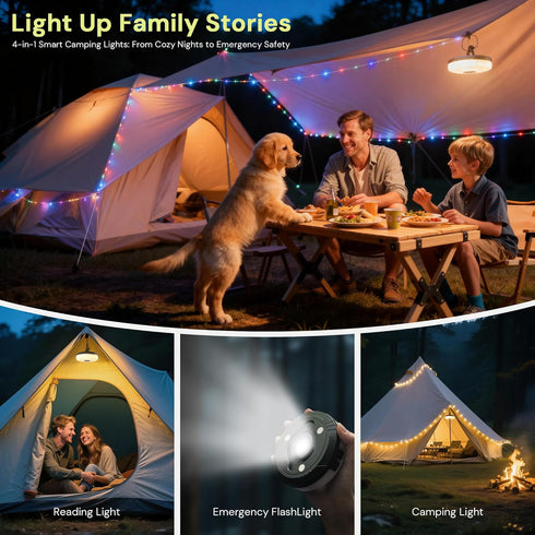 4 1 32.8FT 8 L LOHAS LED Upgraded Camping String Lights, in Quick Recovery Waterproof Camping Lights, with Lighting