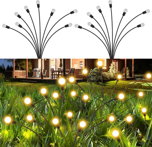 Solar Garden Lights Outdoor Waterproof, 2 Pack 16 LED Decorative Solar Swaying Lights for Garden Decor