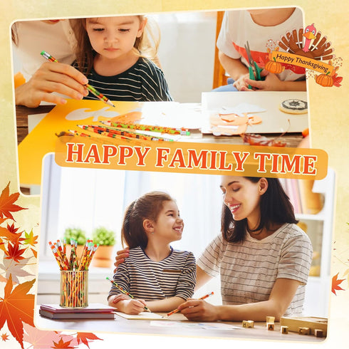 Fall Pencil Thanksgiving Assortment Wood Pencils, Autumn Cylinder Decorative Pencils for Kids School Supplies (100 Pcs)