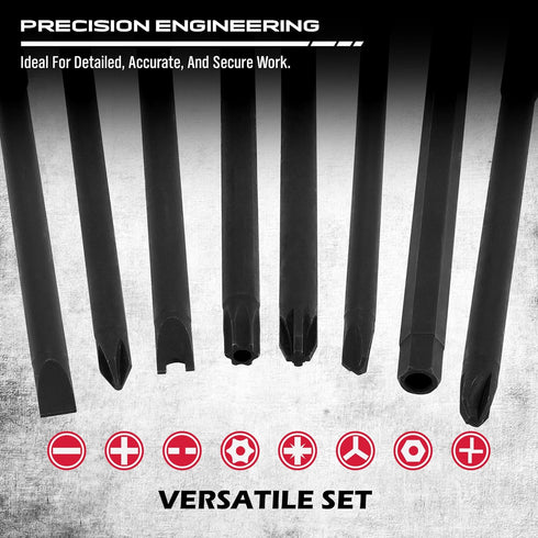 Set: 32-Piece S2 6" PoziDriv, 1/4" Extra Long Security Bit Steel Screwdriver Drill Bits for Tamper-Proof Screws, Torx