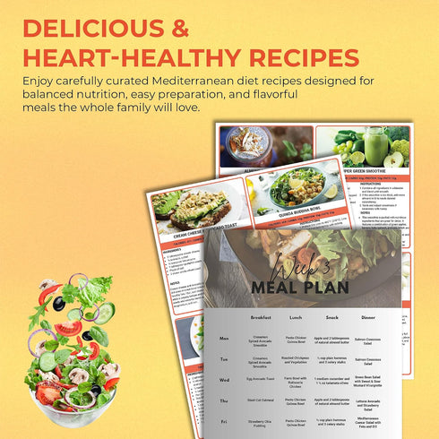 4-Week Mediterranean Diet Meal Plan Heart-Healthy Recipes with Weekly Menu Planner, Grocery Lists & Easy Mediterranean